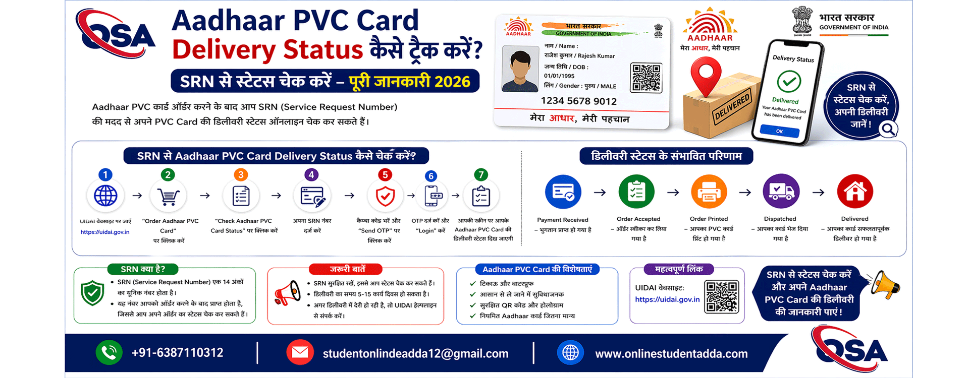 Aadhaar PVC Card Delivery Status कैसे ट्रैक करें | SRN से स्टेटस चेक 2026