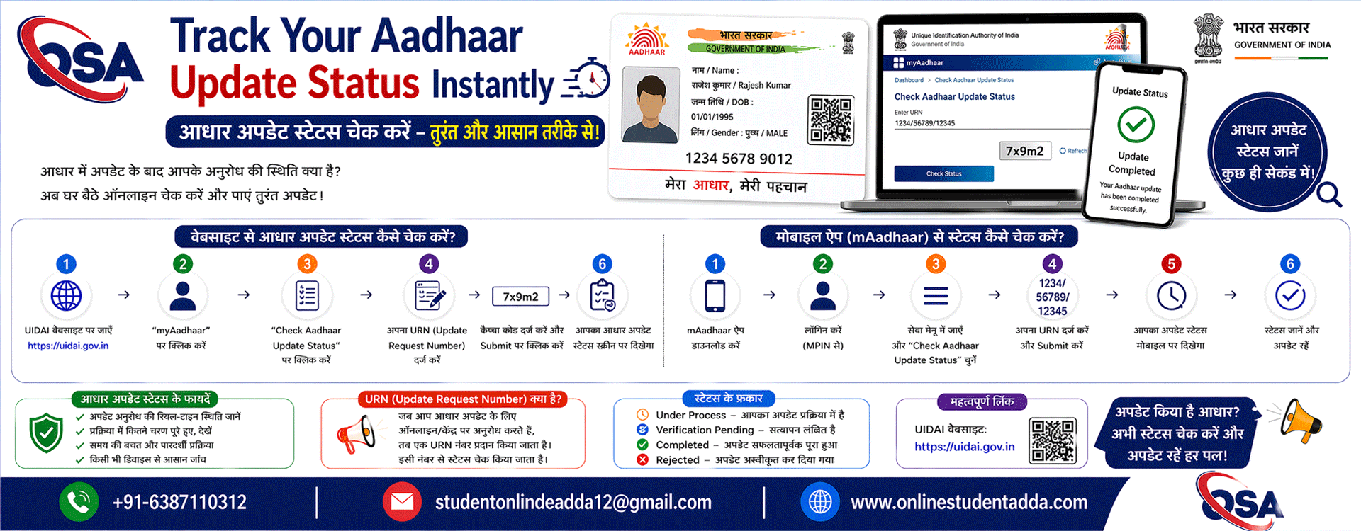 Aadhaar Update Status कैसे चेक करें | UIDAI Update स्टेटस ट्रैक 2026