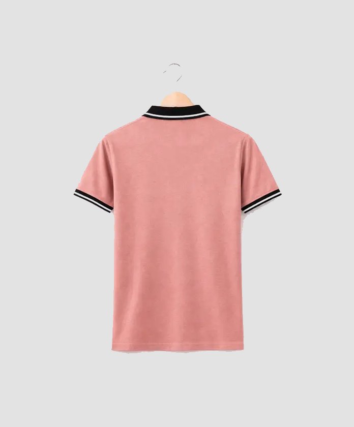 Men Solid Polo Neck Cotton Blend Pink T-Shirt With Multi Color