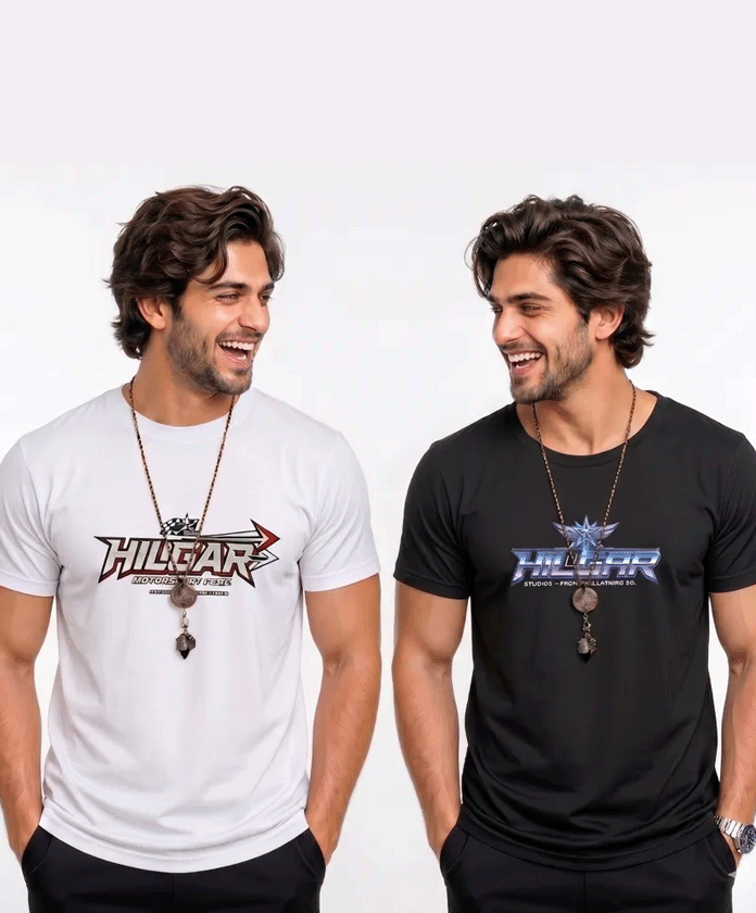 NVGARMENT Pack of 2 Men Printed Round Neck Polyester Black, White T-Shirt