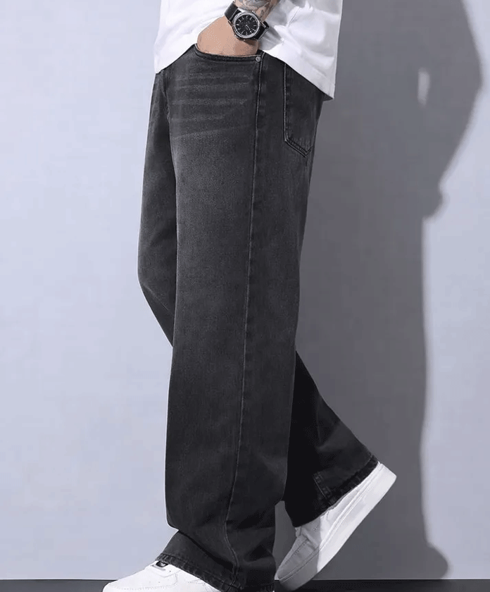 DENWOX Men Straight Fit Mid Rise Grey Jeans