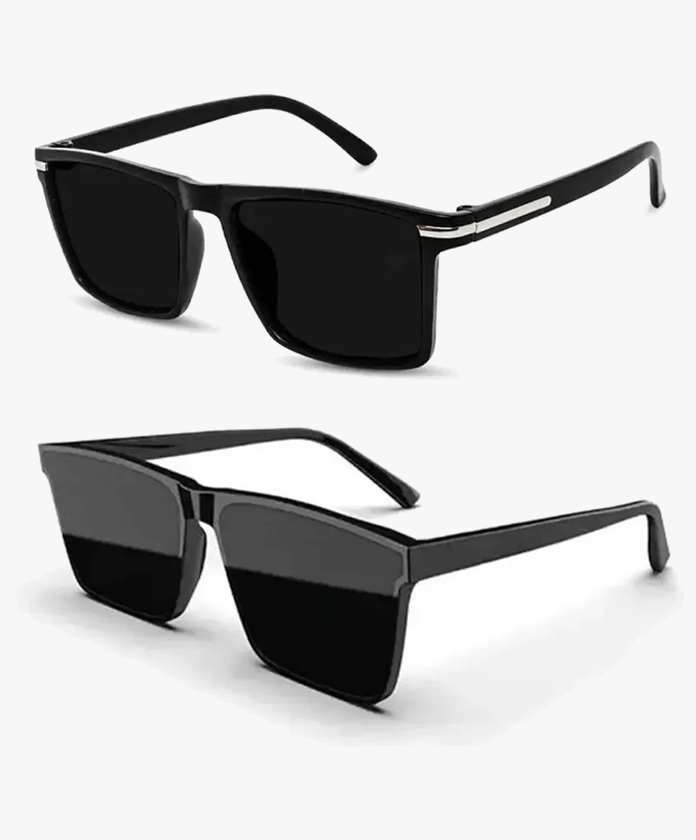 ELLIGATOR Riding Glasses, UV Protection Wayfarer, Wayfarer Sunglasses (52) (For Men & Women, Black, Black)