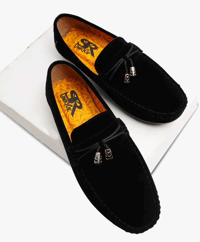 SR UNIQUE Men's Trending Latest Outdoor & Party Wear Formal Slip On Loafer Shoes Loafers For Men (Black , 7)